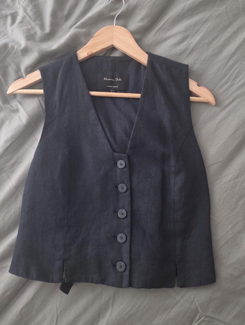 Massimo Dutti Black LINEN Tailored Vest